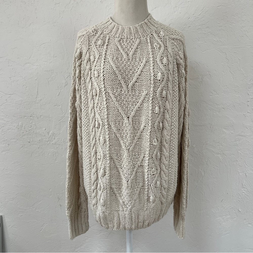Orvis 1990s Vintage Silk Blend Cableknit Pullover Sweater